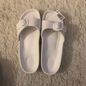 H&M White buckle slide on sandals